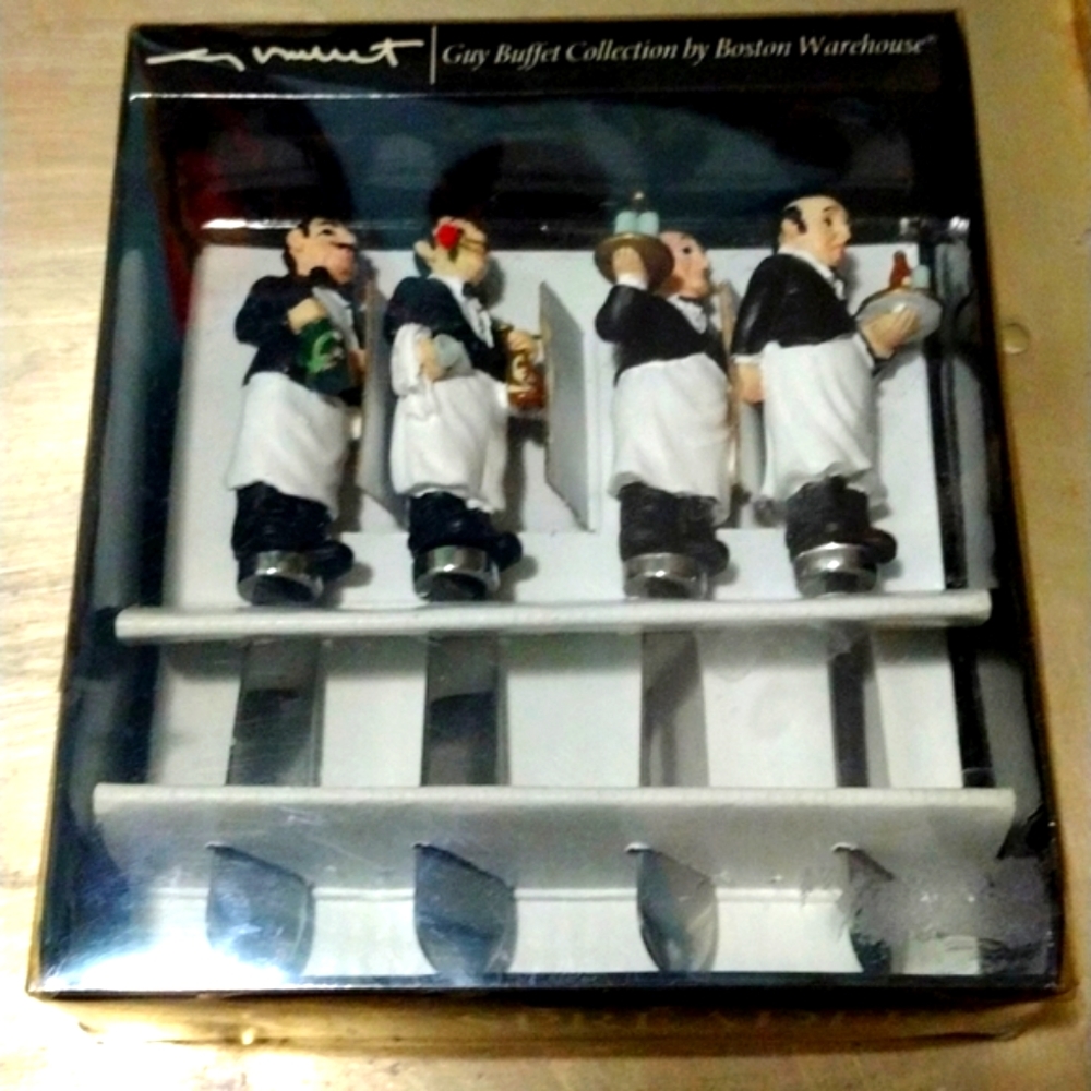 Vintage (1996) Guy Buffet Collection by Boston Warehouse 4 Cheese Spreaders